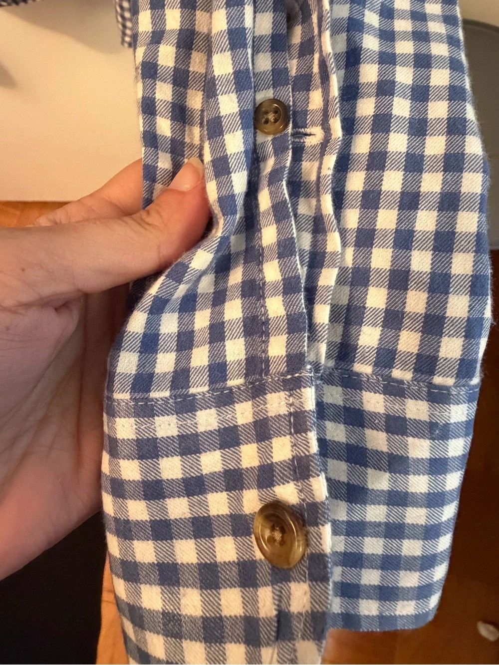 J.Crew Brushed Twill Gingham Shirt Blue White Slim Fit Cotton Mens L
